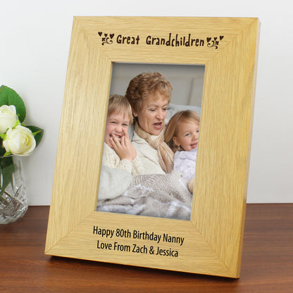 Personalised Great Grandchildren 6x4 Oak Finish Photo Frame - MK&JD Gifts