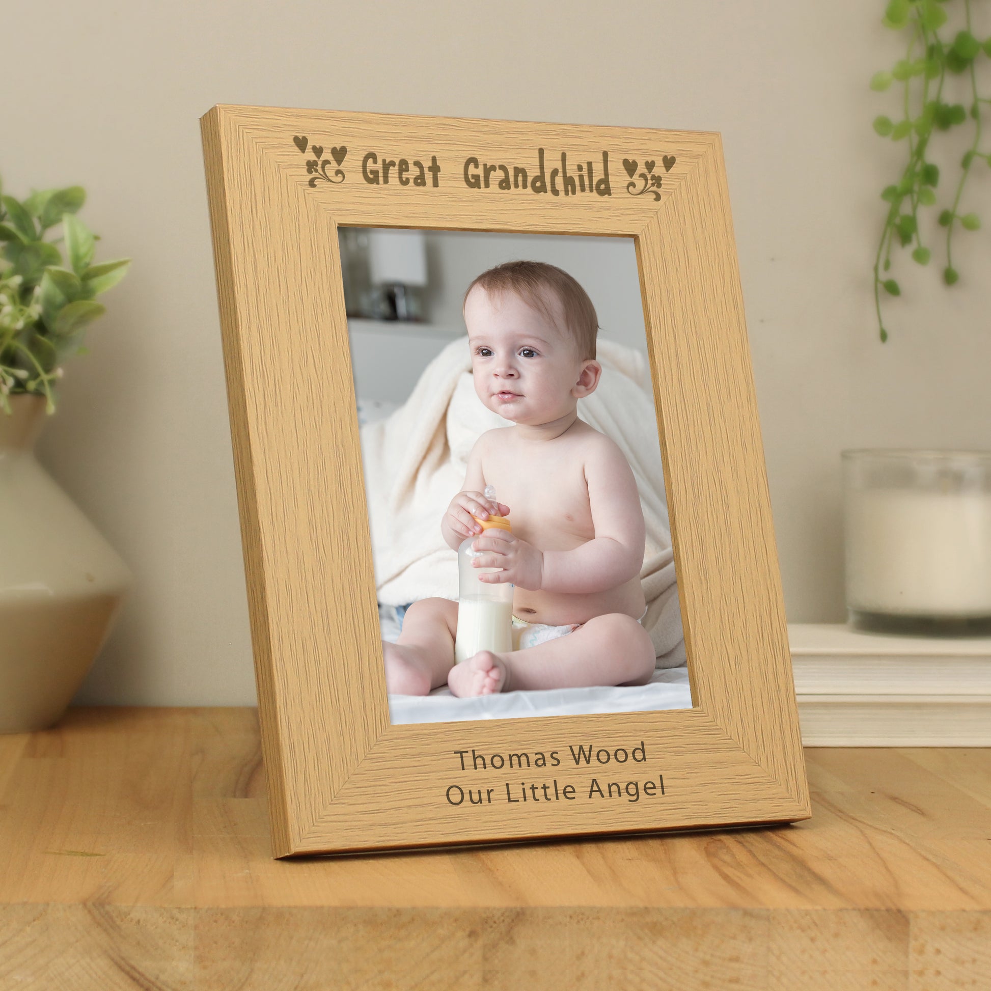 Personalised Great Grandchild 5x7 Oak Finish Photo Frame - MK&JD Gifts