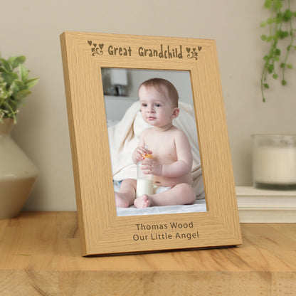 Personalised Great Grandchild 5x7 Oak Finish Photo Frame - MK&JD Gifts