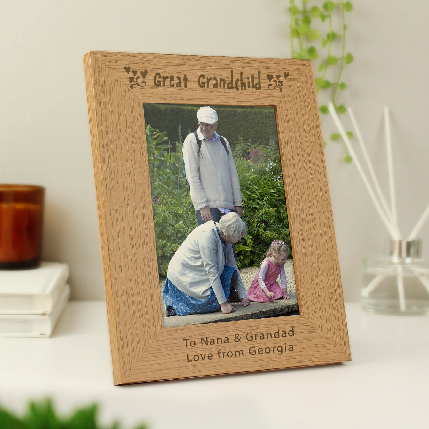 Personalised Great Grandchild 5x7 Oak Finish Photo Frame - MK&JD Gifts