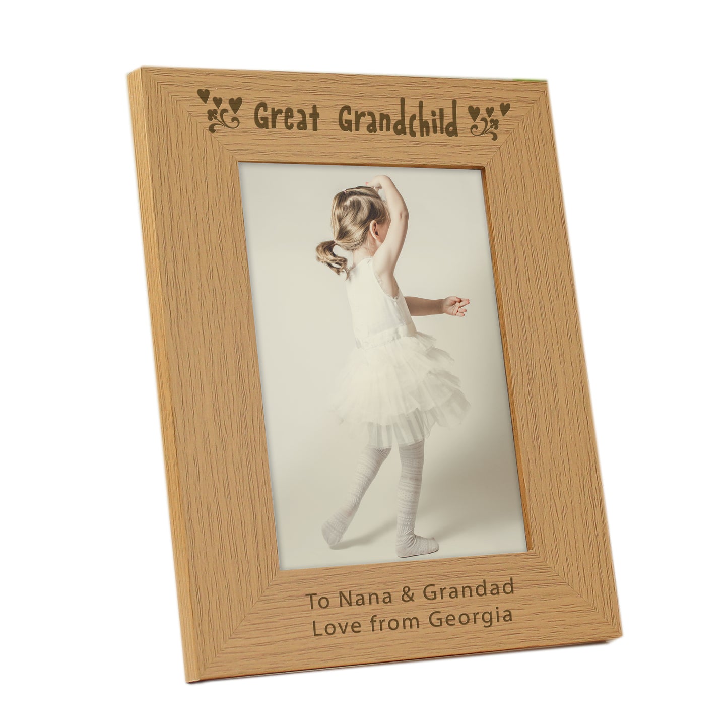 Personalised Great Grandchild 5x7 Oak Finish Photo Frame - MK&JD Gifts