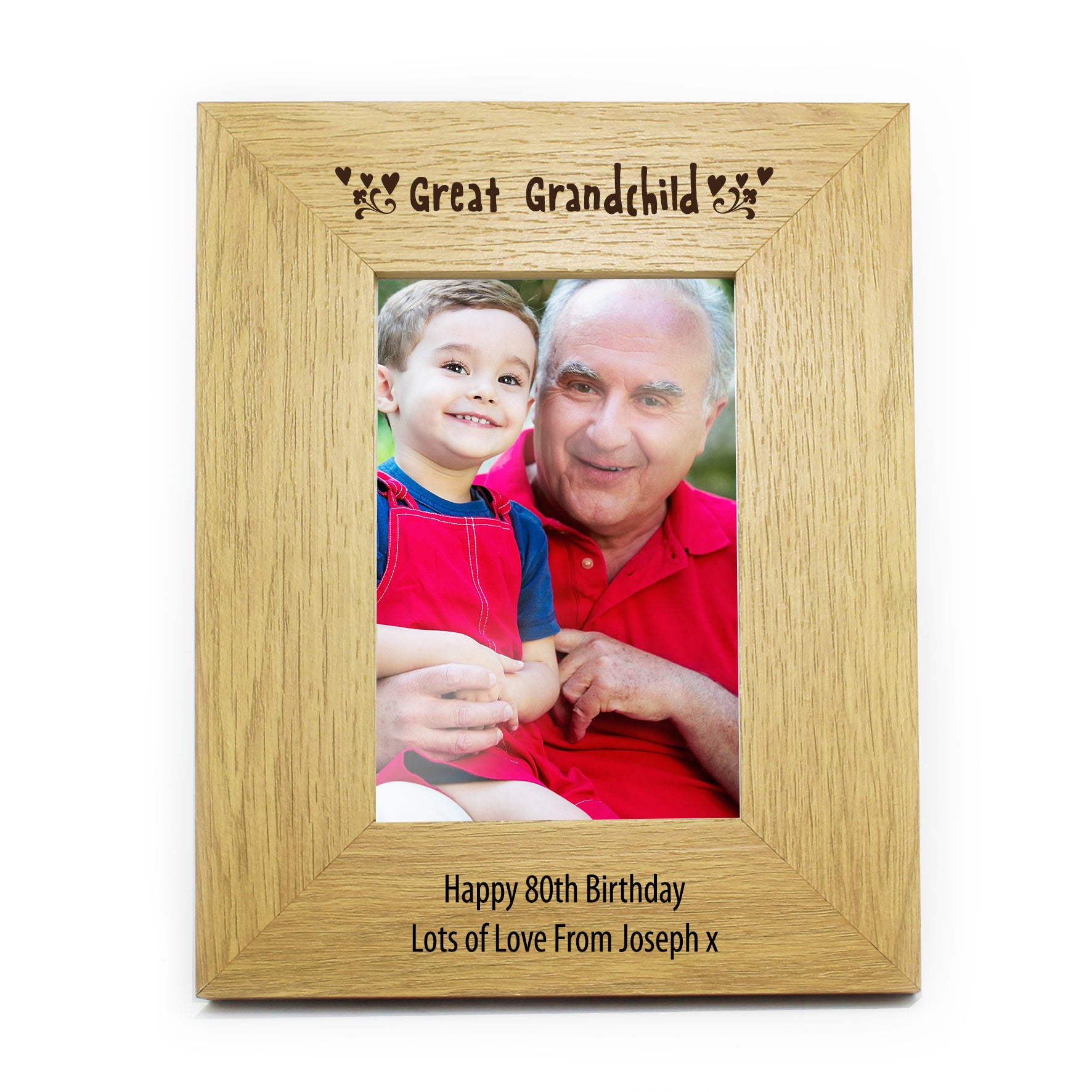 Personalised Oak Finish 6x4 Great Grandchild Photo Frame - MK&JD Gifts