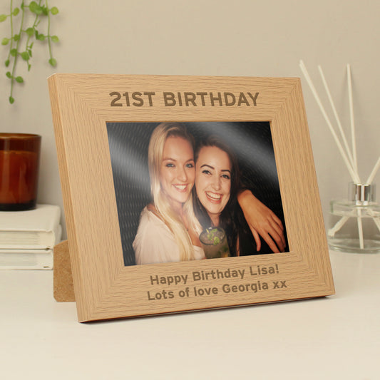 Personalised Bold Text 5x7 Landscape Oak Finish Photo Frame - MK&JD Gifts