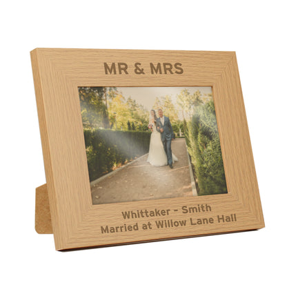 Personalised Bold Text 5x7 Landscape Oak Finish Photo Frame - MK&JD Gifts