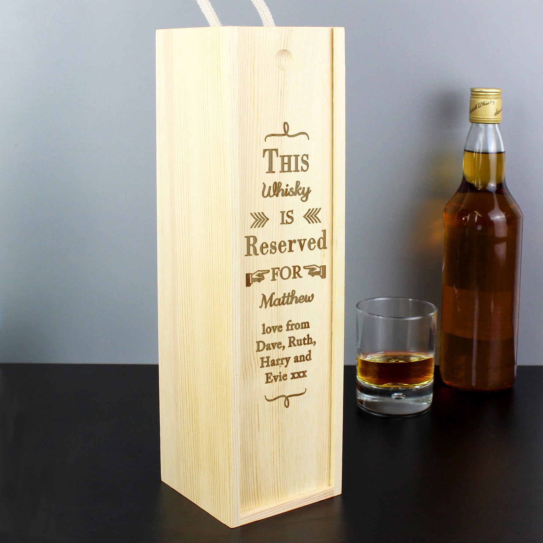 Personalised Reserved For Wooden Wine Bottle Box - MK&JD Gifts