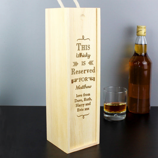 Personalised Reserved For Wooden Wine Bottle Box - MK&JD Gifts