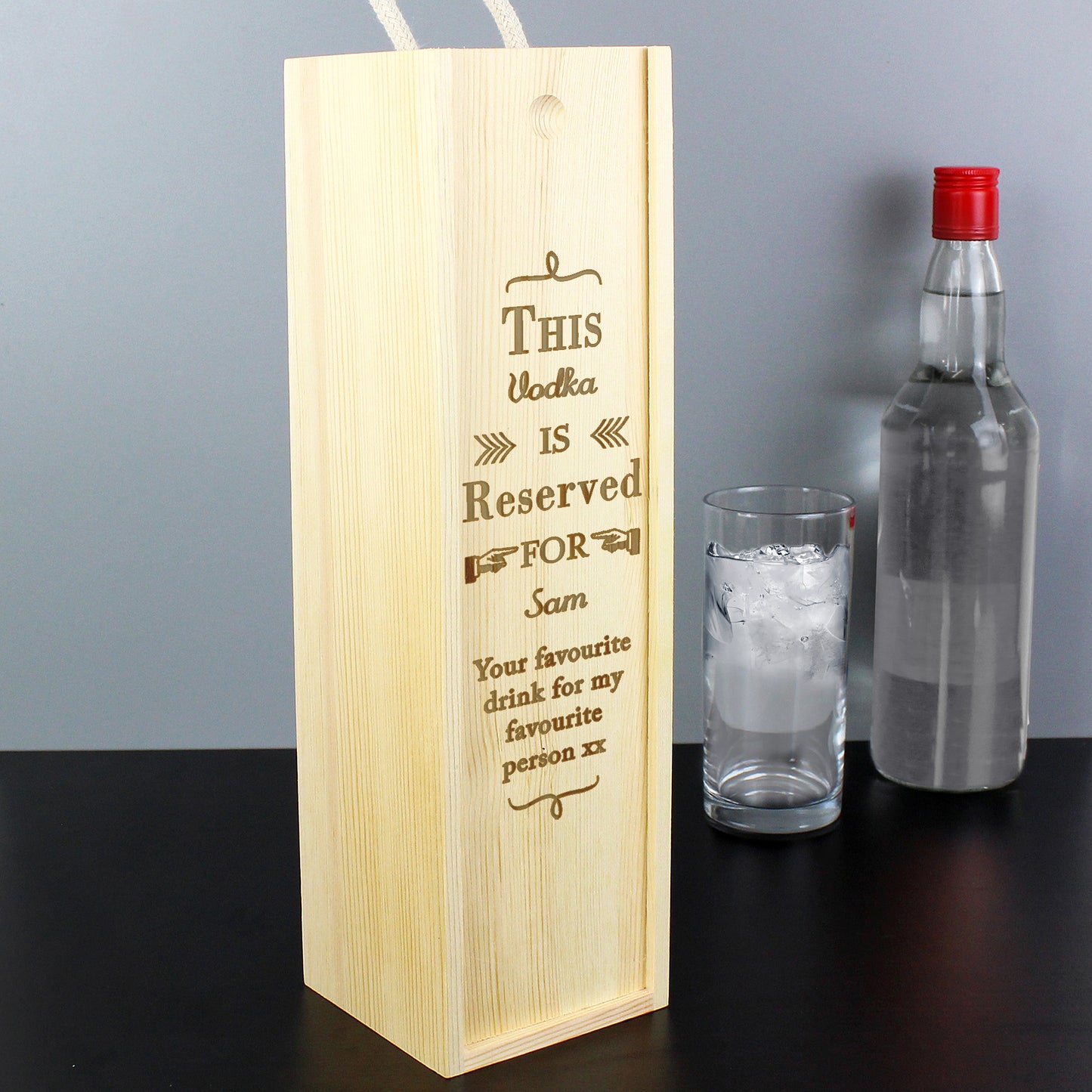 Personalised Reserved For Wooden Wine Bottle Box - MK&JD Gifts