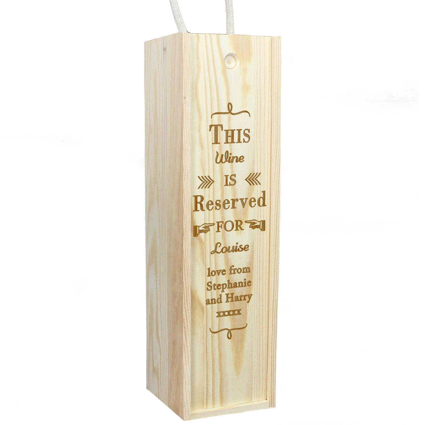 Personalised Reserved For Wooden Wine Bottle Box - MK&JD Gifts