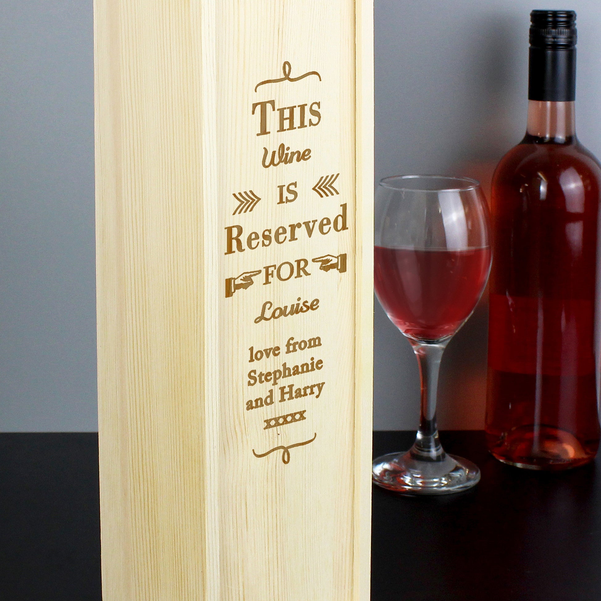 Personalised Reserved For Wooden Wine Bottle Box - MK&JD Gifts