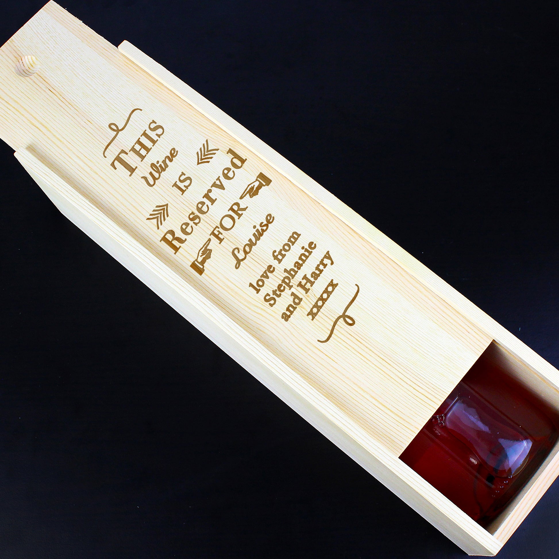 Personalised Reserved For Wooden Wine Bottle Box - MK&JD Gifts