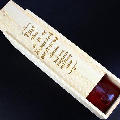 Personalised Reserved For Wooden Wine Bottle Box - MK&JD Gifts