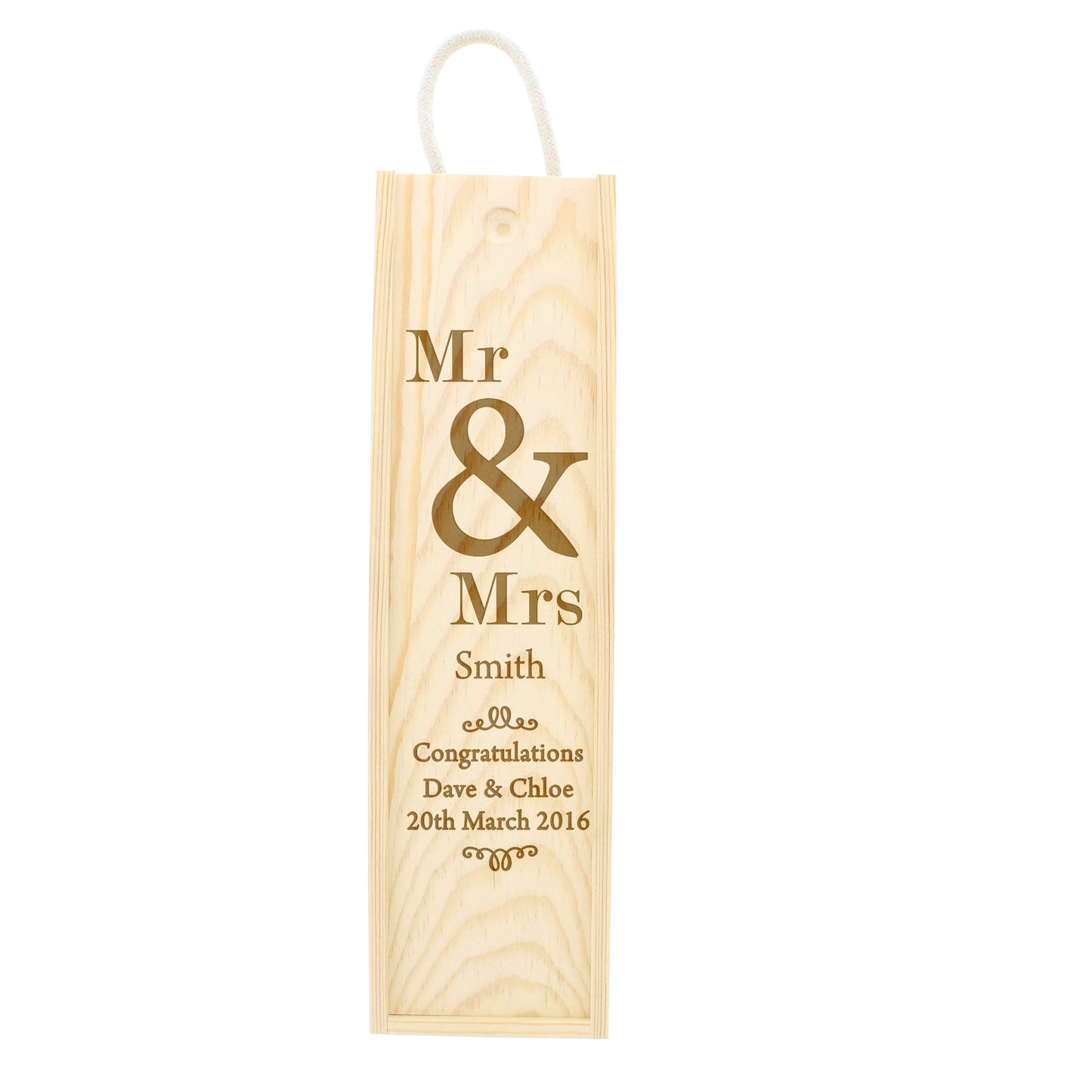 Personalised Couples Wooden Wine Bottle Box - MK&JD Gifts