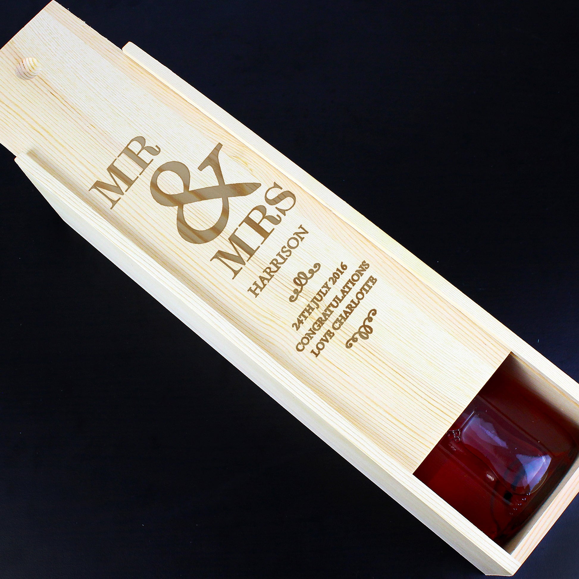 Personalised Couples Wooden Wine Bottle Box - MK&JD Gifts