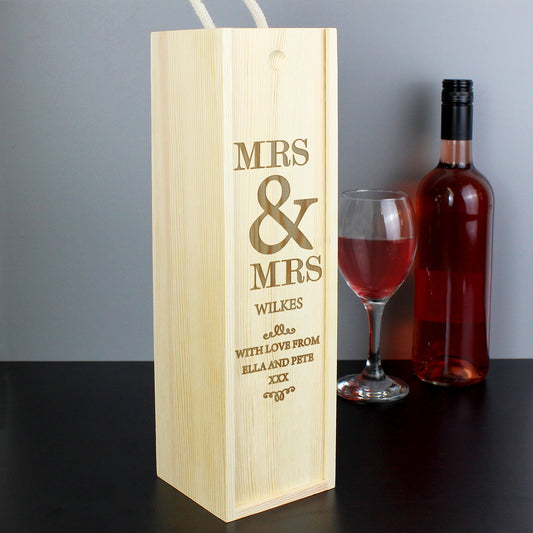 Personalised Couples Wooden Wine Bottle Box - MK&JD Gifts