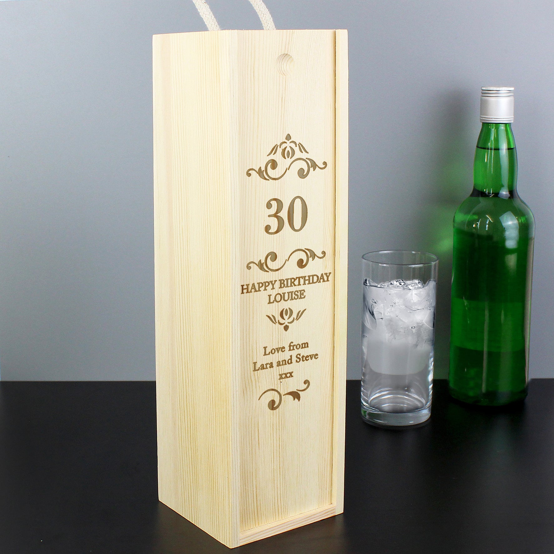 Personalised Elegant Number Wooden Wine Bottle Box - MK&JD Gifts