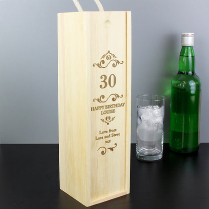 Personalised Elegant Number Wooden Wine Bottle Box - MK&JD Gifts