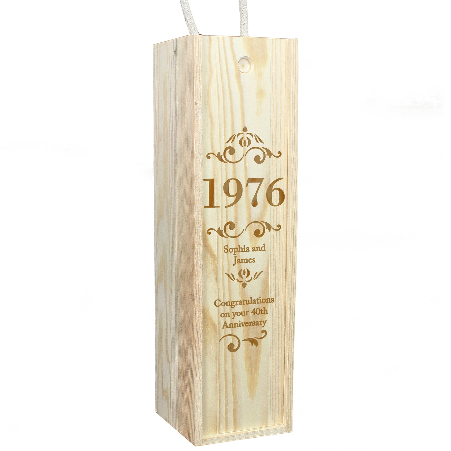 Personalised Elegant Number Wooden Wine Bottle Box - MK&JD Gifts