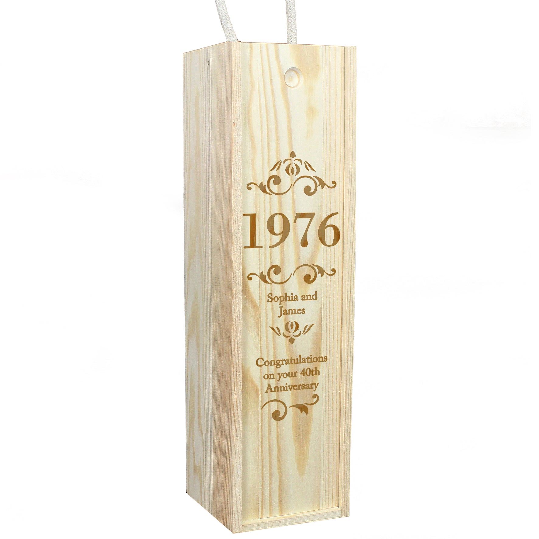 Personalised Elegant Number Wooden Wine Bottle Box - MK&JD Gifts