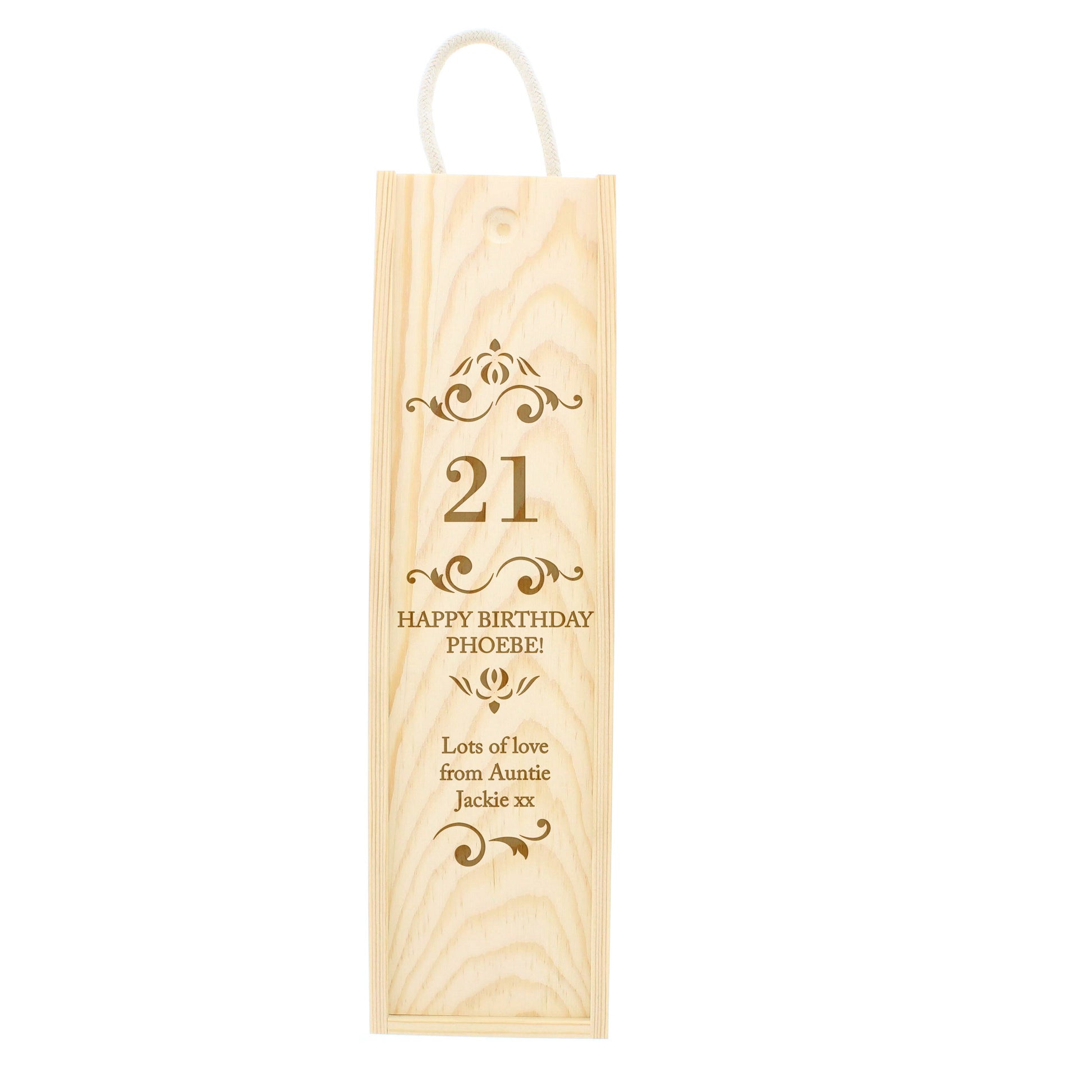Personalised Elegant Number Wooden Wine Bottle Box - MK&JD Gifts