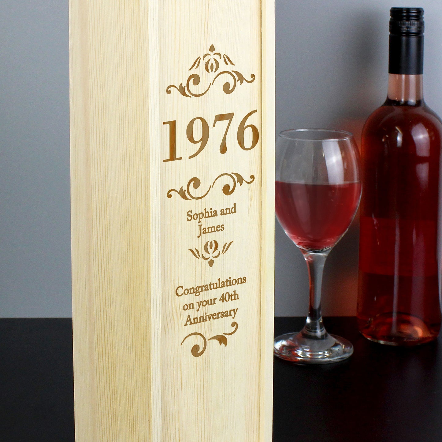 Personalised Elegant Number Wooden Wine Bottle Box - MK&JD Gifts