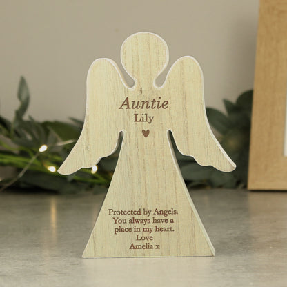 Personalised Rustic Wooden Angel Decoration - MK&JD Gifts
