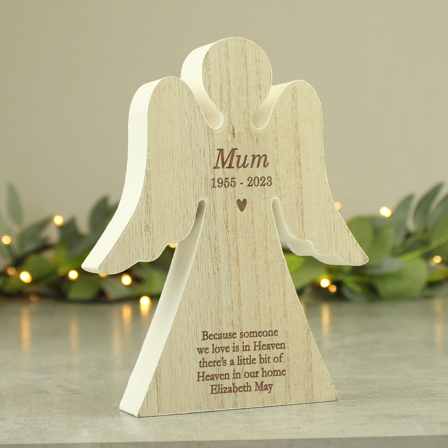 Personalised Rustic Wooden Angel Decoration - MK&JD Gifts
