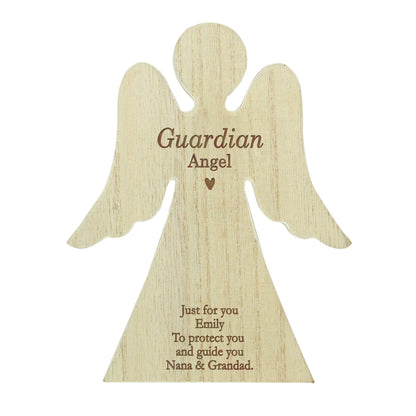 Personalised Rustic Wooden Angel Decoration - MK&JD Gifts