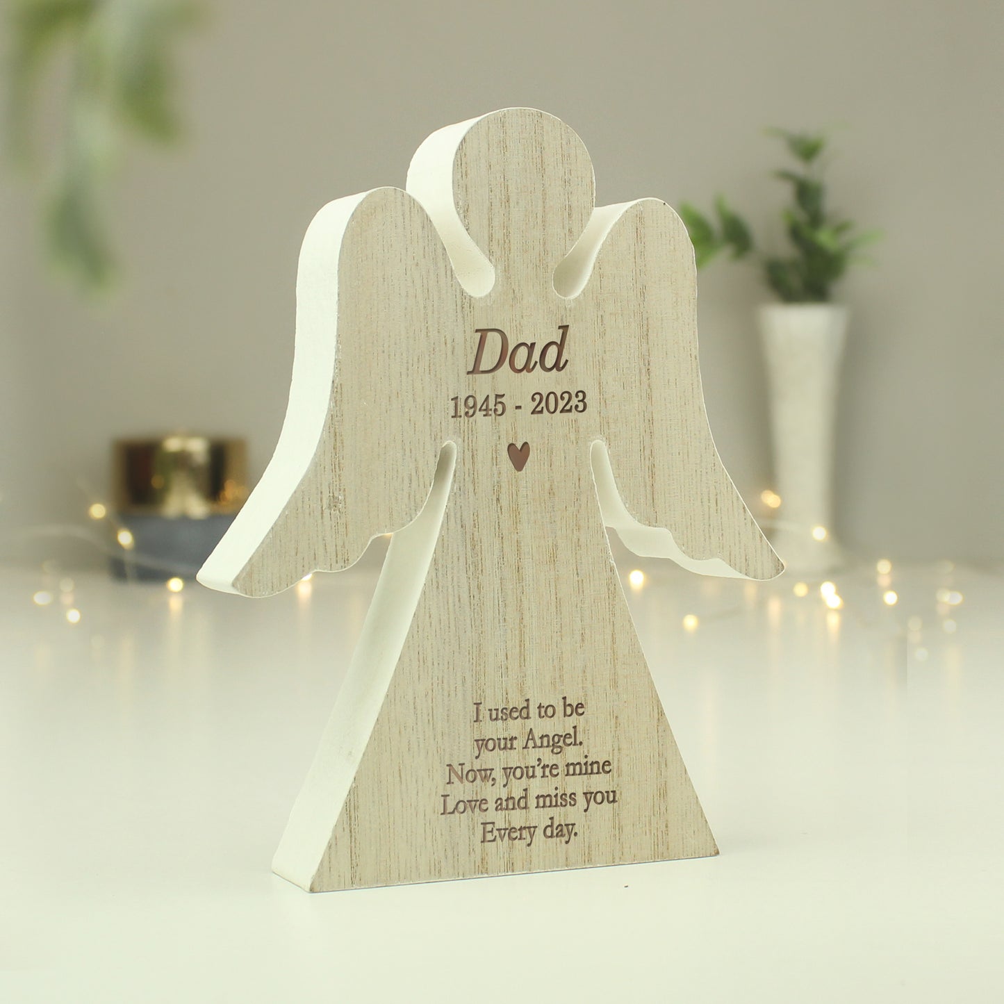 Personalised Rustic Wooden Angel Decoration - MK&JD Gifts