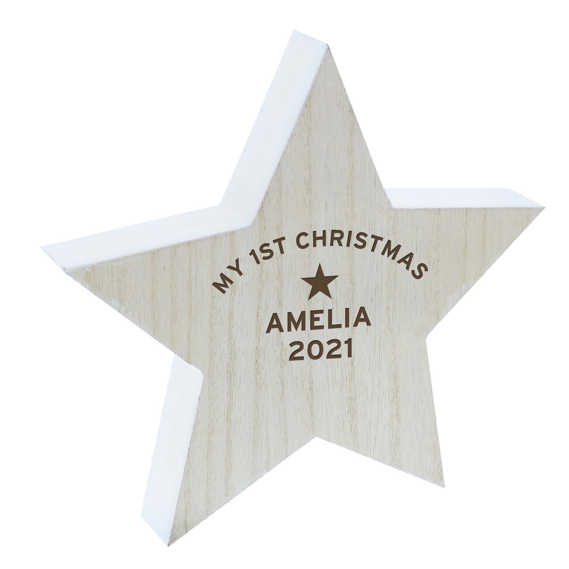 Personalised Rustic Wooden Star Decoration - MK&JD Gifts