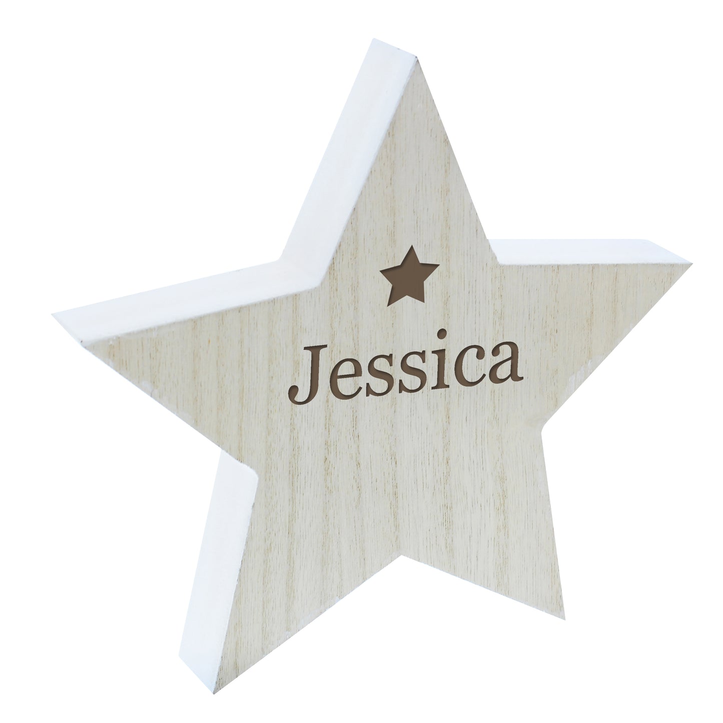 Personalised Any Name Rustic Wooden Star Decoration - MK&JD Gifts