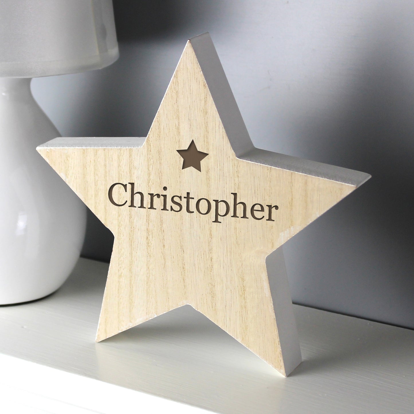 Personalised Any Name Rustic Wooden Star Decoration - MK&JD Gifts