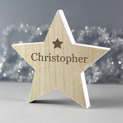 Personalised Any Name Rustic Wooden Star Decoration - MK&JD Gifts