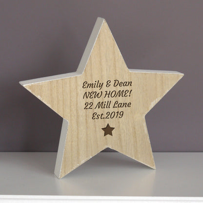 Personalised Star Motif Rustic Wooden Star Decoration - MK&JD Gifts