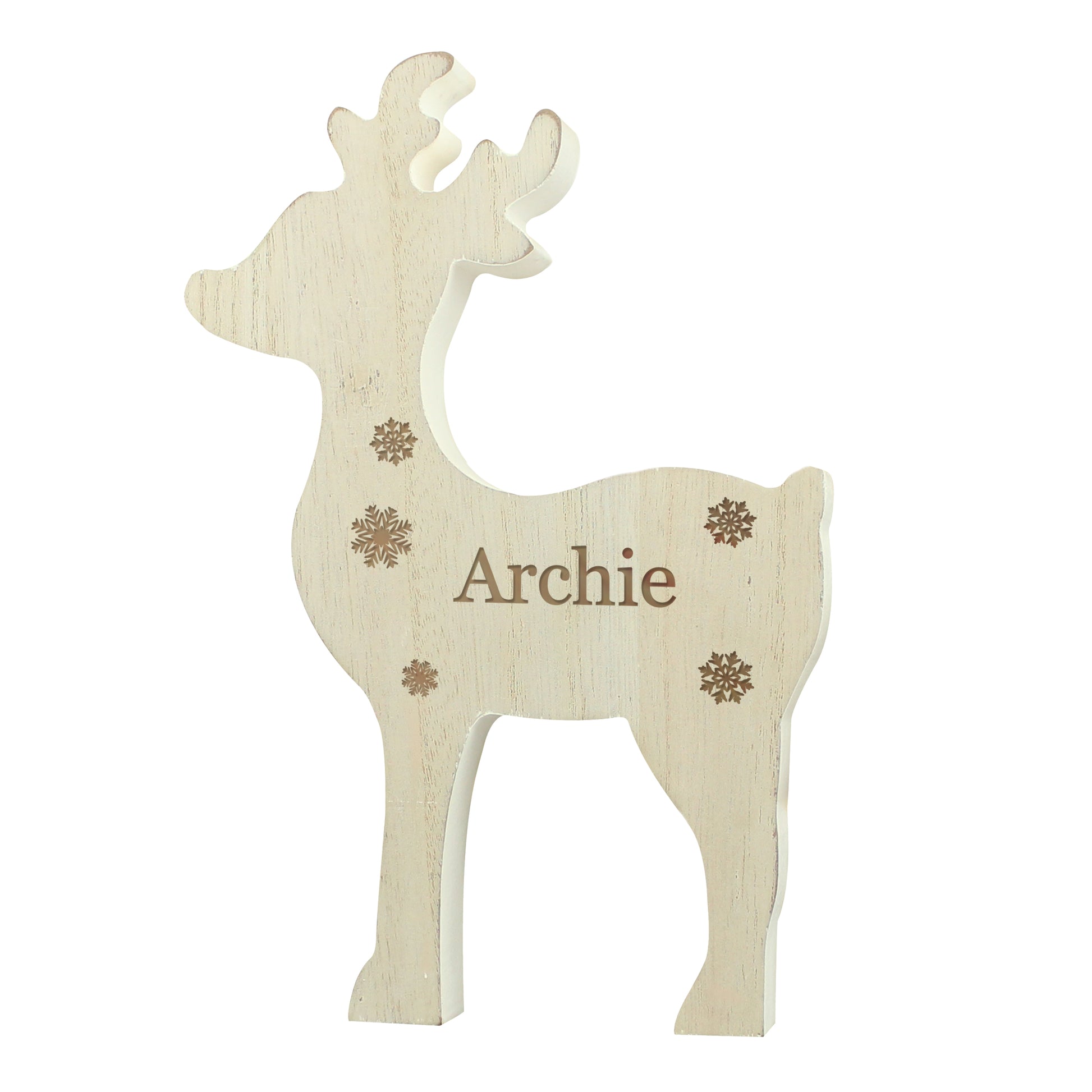 Personalised Any Name Rustic Wooden Reindeer Decoration - MK&JD Gifts