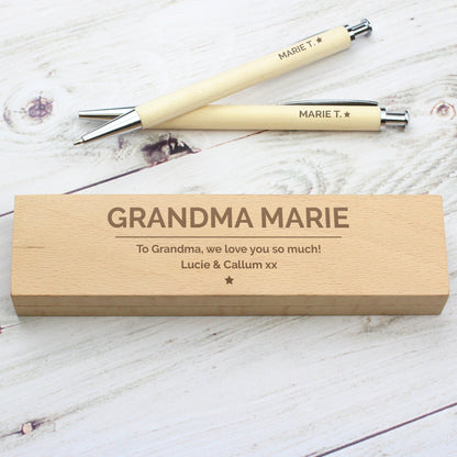 Personalised Classic Wooden Pen & Pencil Box Set - MK&JD Gifts