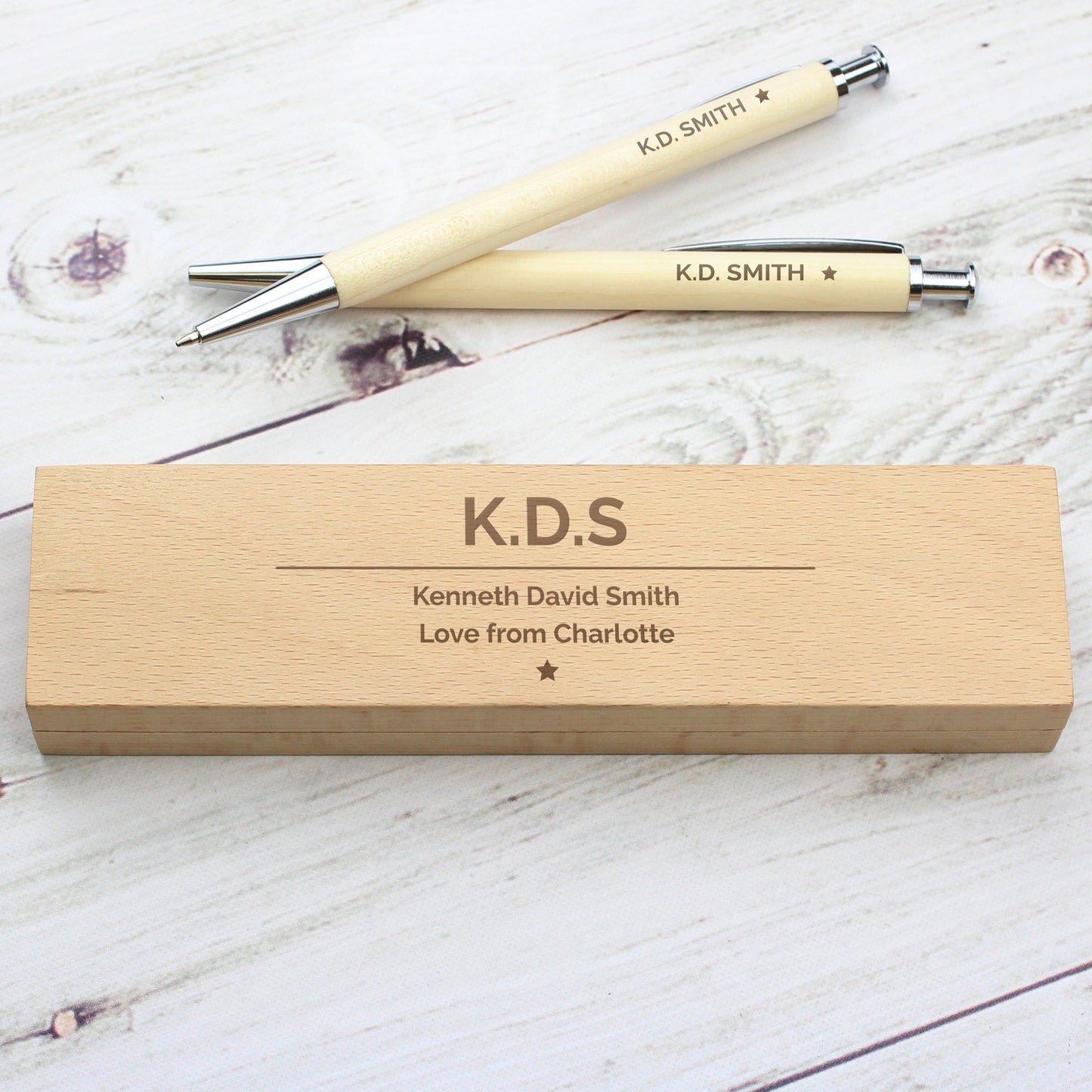 Personalised Classic Wooden Pen & Pencil Box Set - MK&JD Gifts