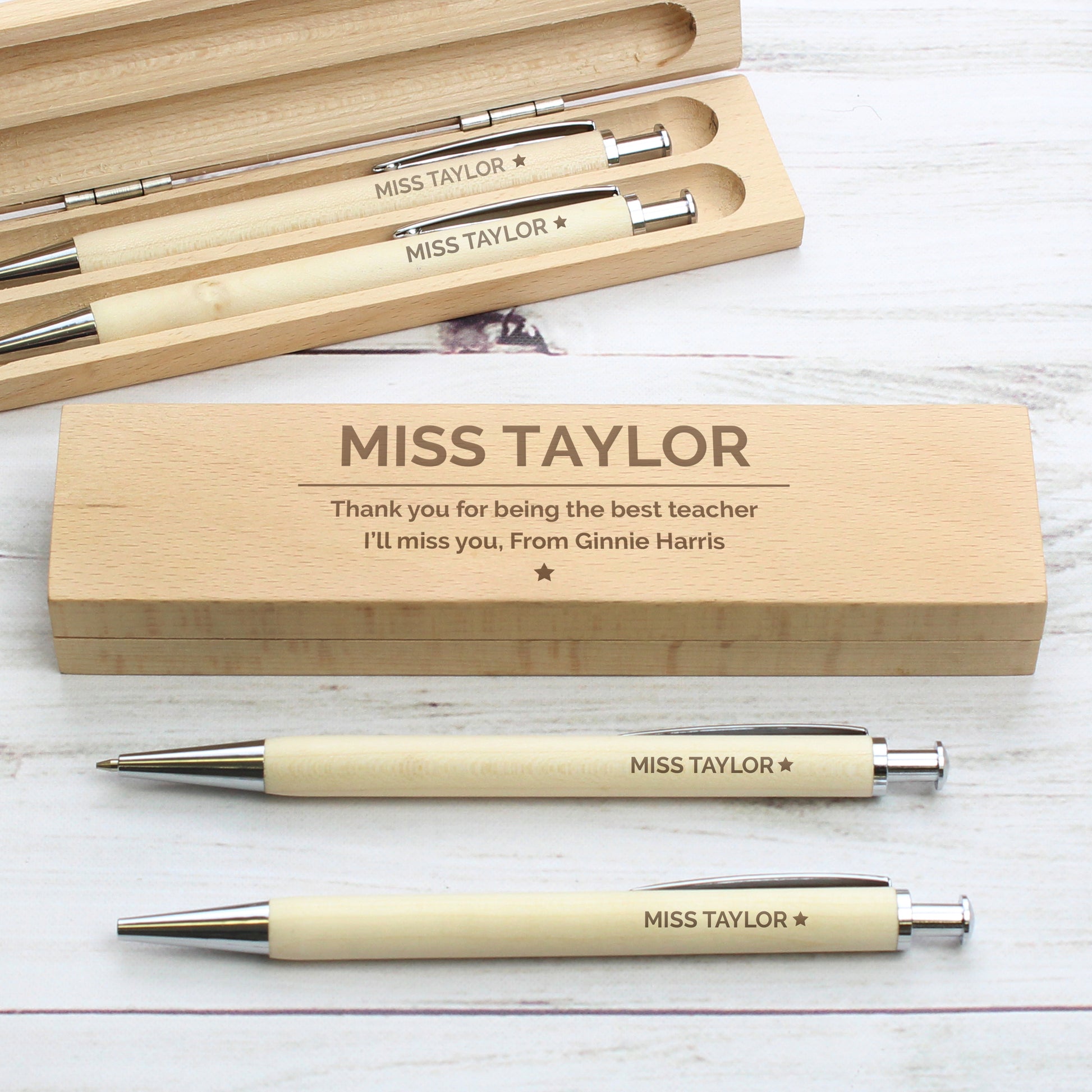 Personalised Classic Wooden Pen & Pencil Box Set - MK&JD Gifts
