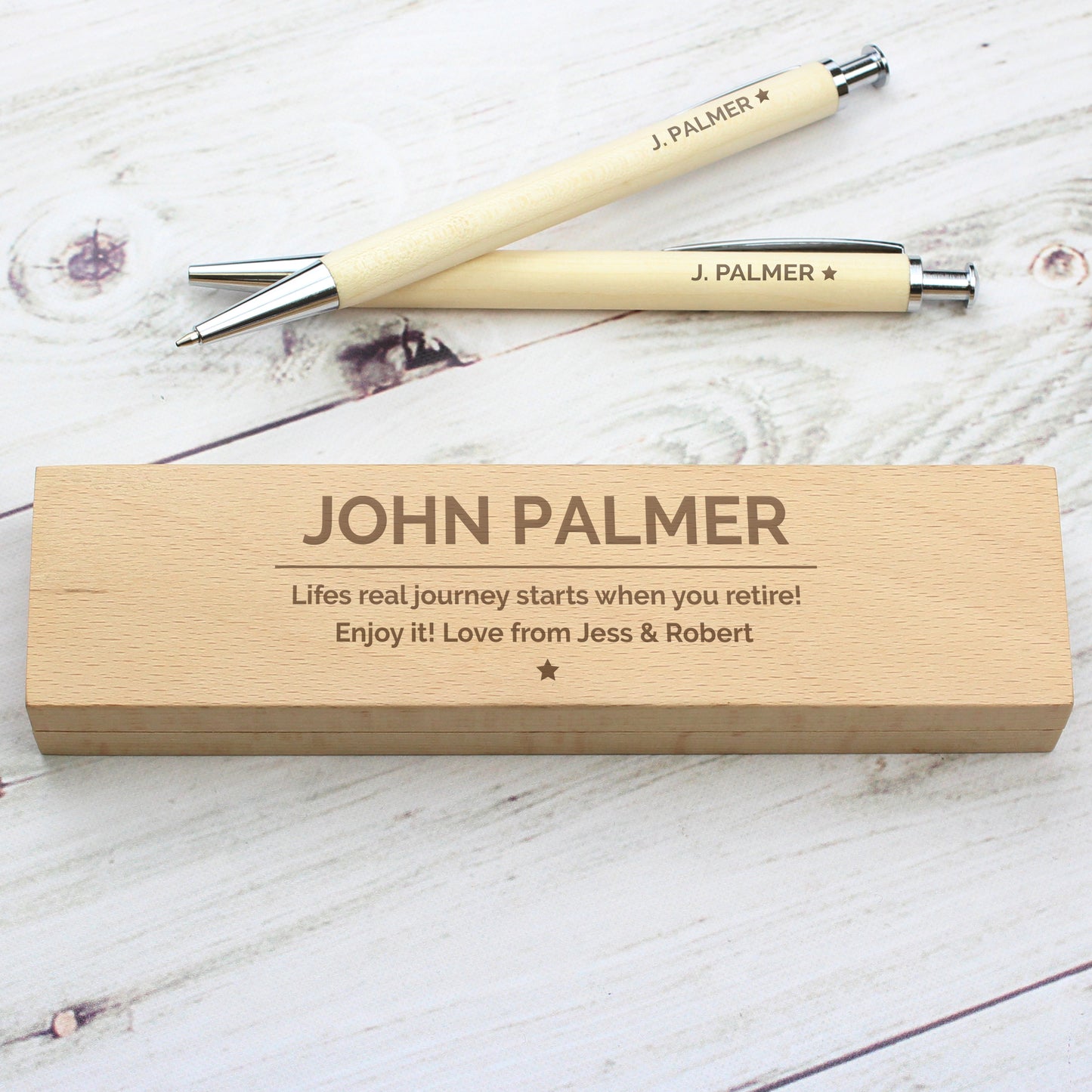 Personalised Classic Wooden Pen & Pencil Box Set - MK&JD Gifts