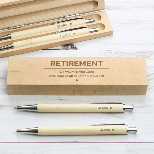 Personalised Classic Wooden Pen & Pencil Box Set - MK&JD Gifts