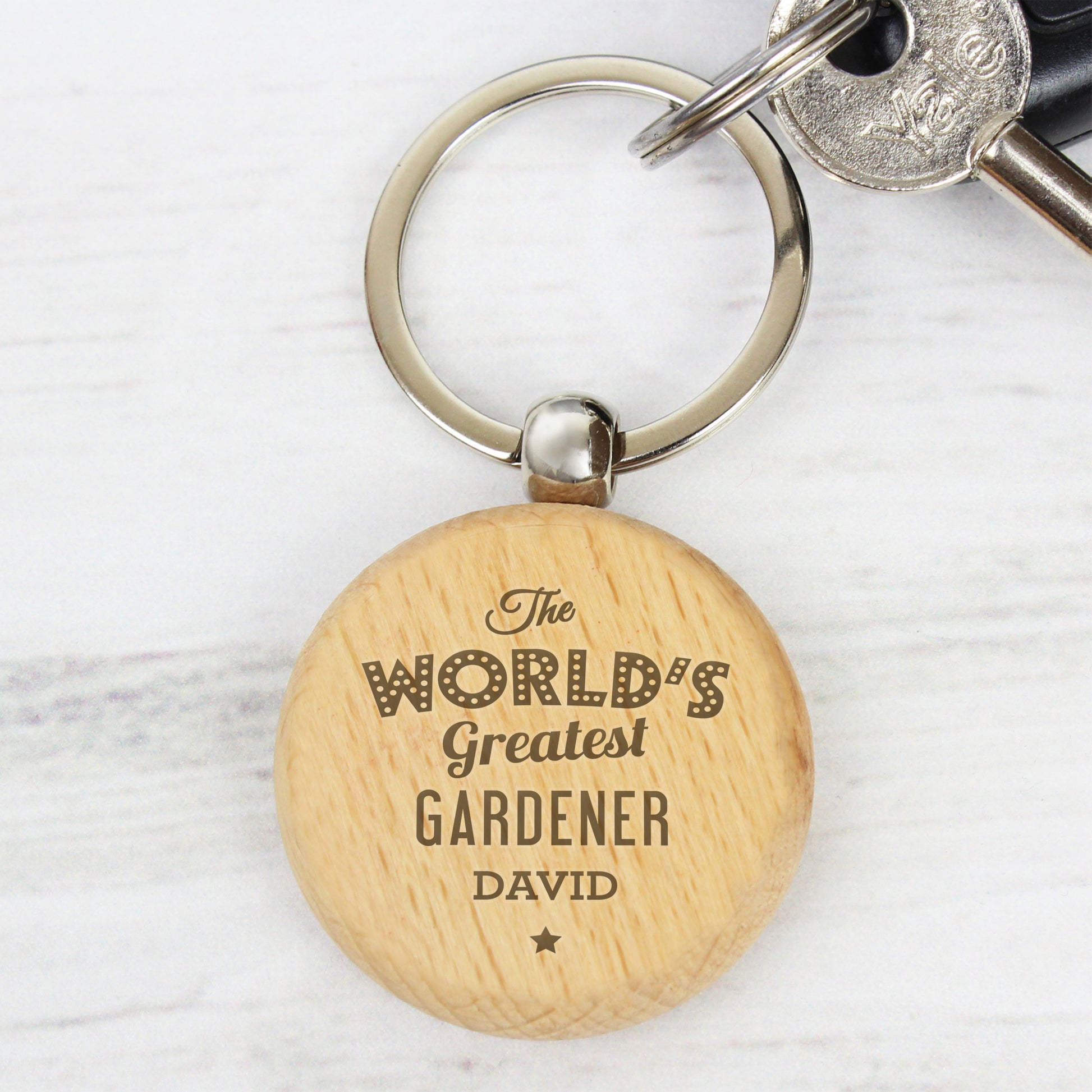 Personalised 'The World's Greatest' Wooden Keyring - MK&JD Gifts