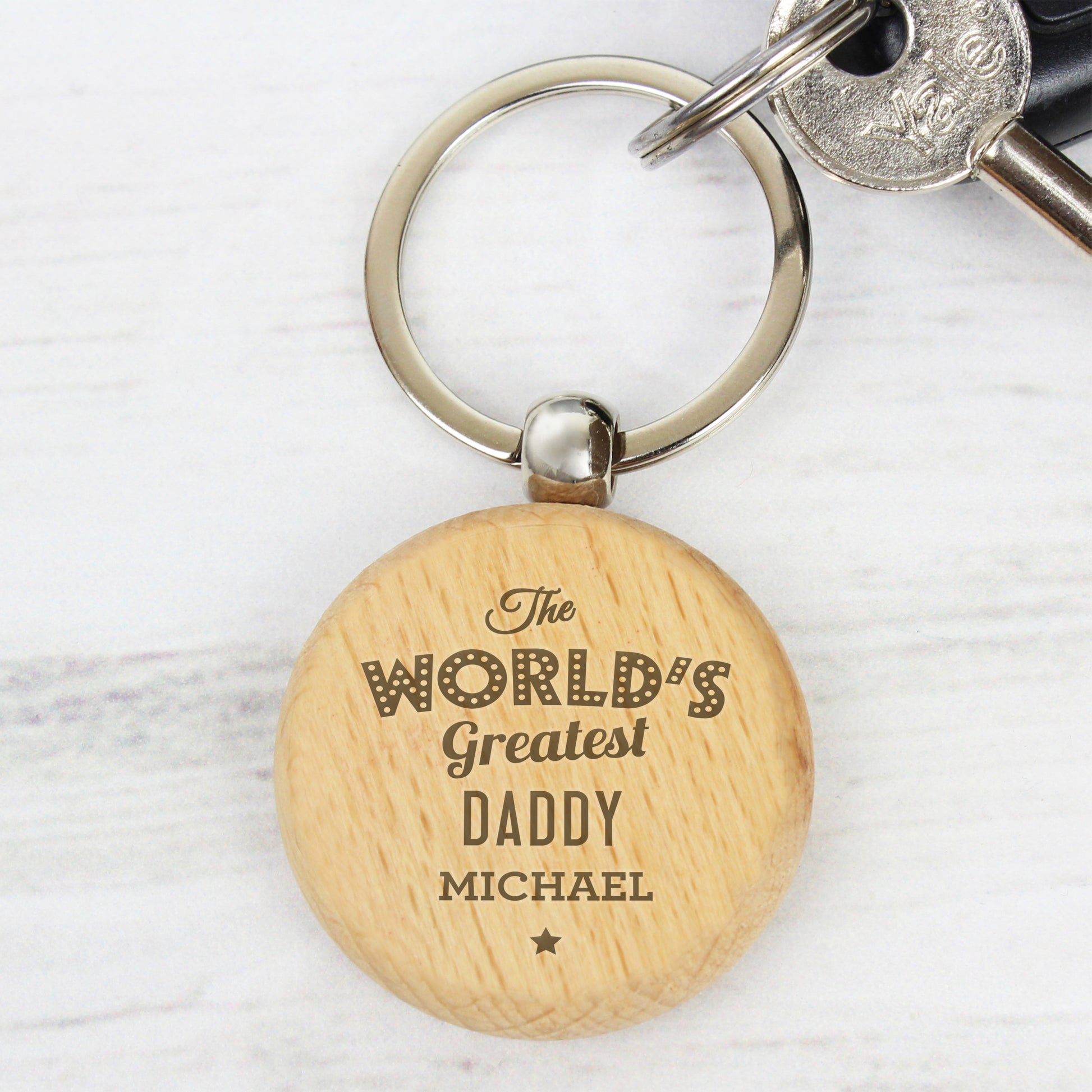 Personalised 'The World's Greatest' Wooden Keyring - MK&JD Gifts