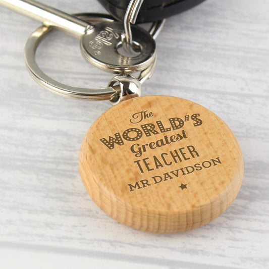 Personalised 'The World's Greatest' Wooden Keyring - MK&JD Gifts