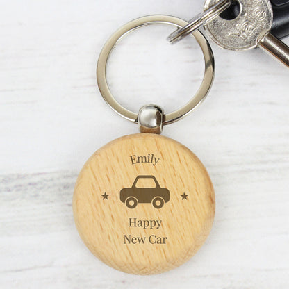 Personalised 'Car Motif' Wooden Keyring - MK&JD Gifts
