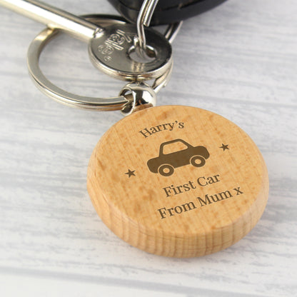 Personalised 'Car Motif' Wooden Keyring - MK&JD Gifts
