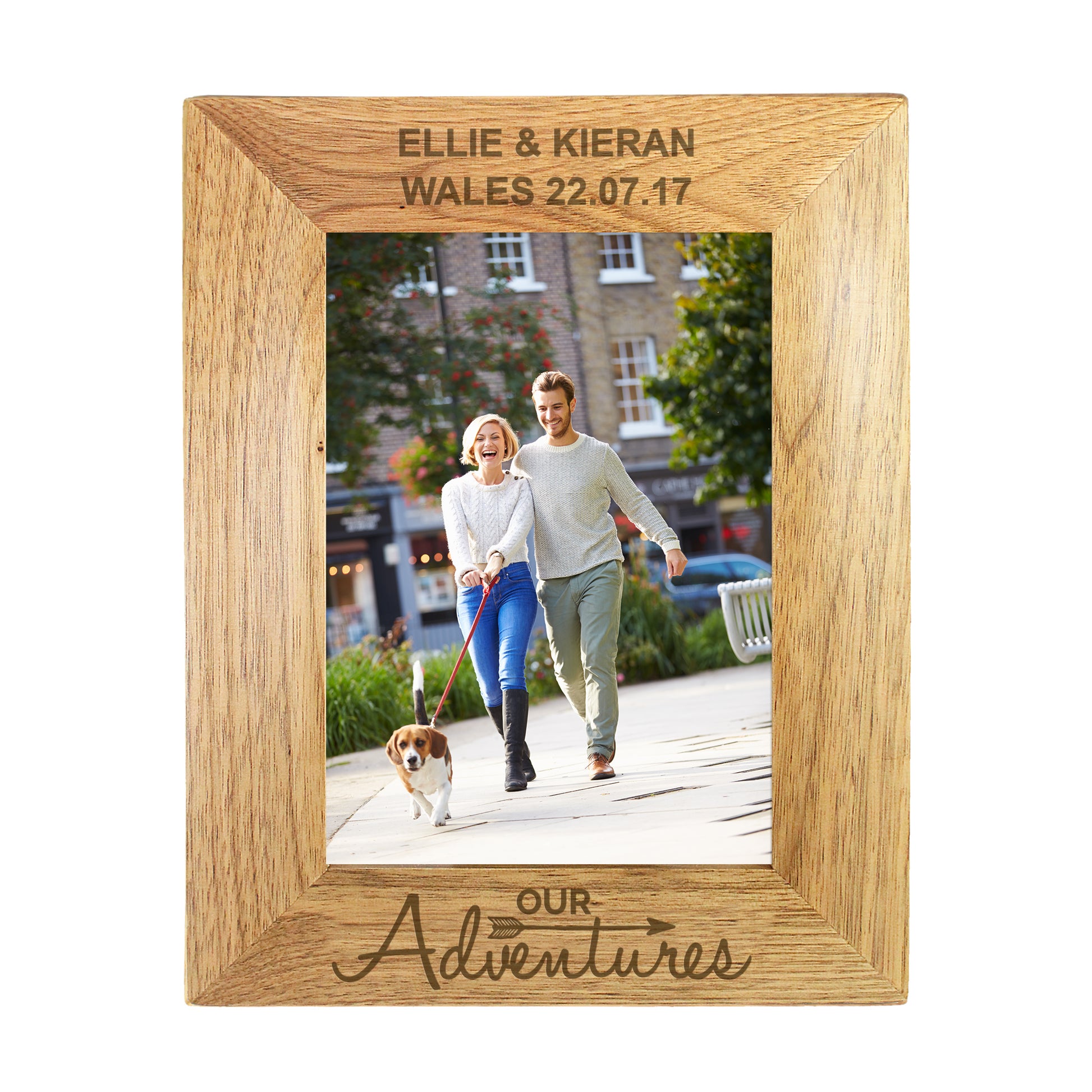 Personalised Our Adventures 5x7 Oak Finish Photo Frame - MK&JD Gifts
