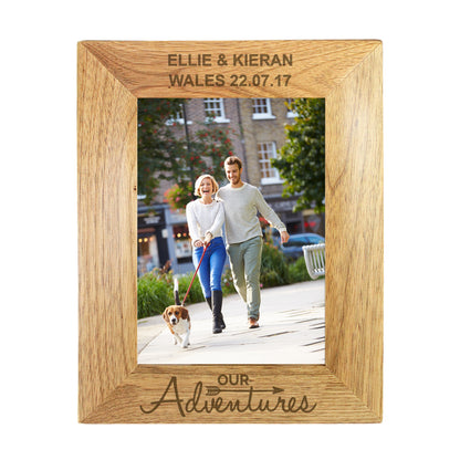 Personalised Our Adventures 5x7 Oak Finish Photo Frame - MK&JD Gifts