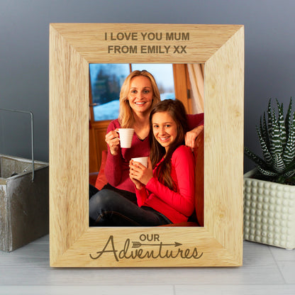 Personalised Our Adventures 5x7 Oak Finish Photo Frame - MK&JD Gifts