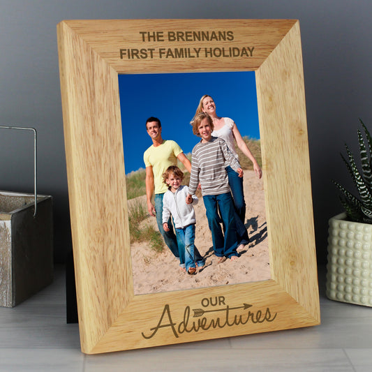 Personalised Our Adventures 5x7 Oak Finish Photo Frame - MK&JD Gifts
