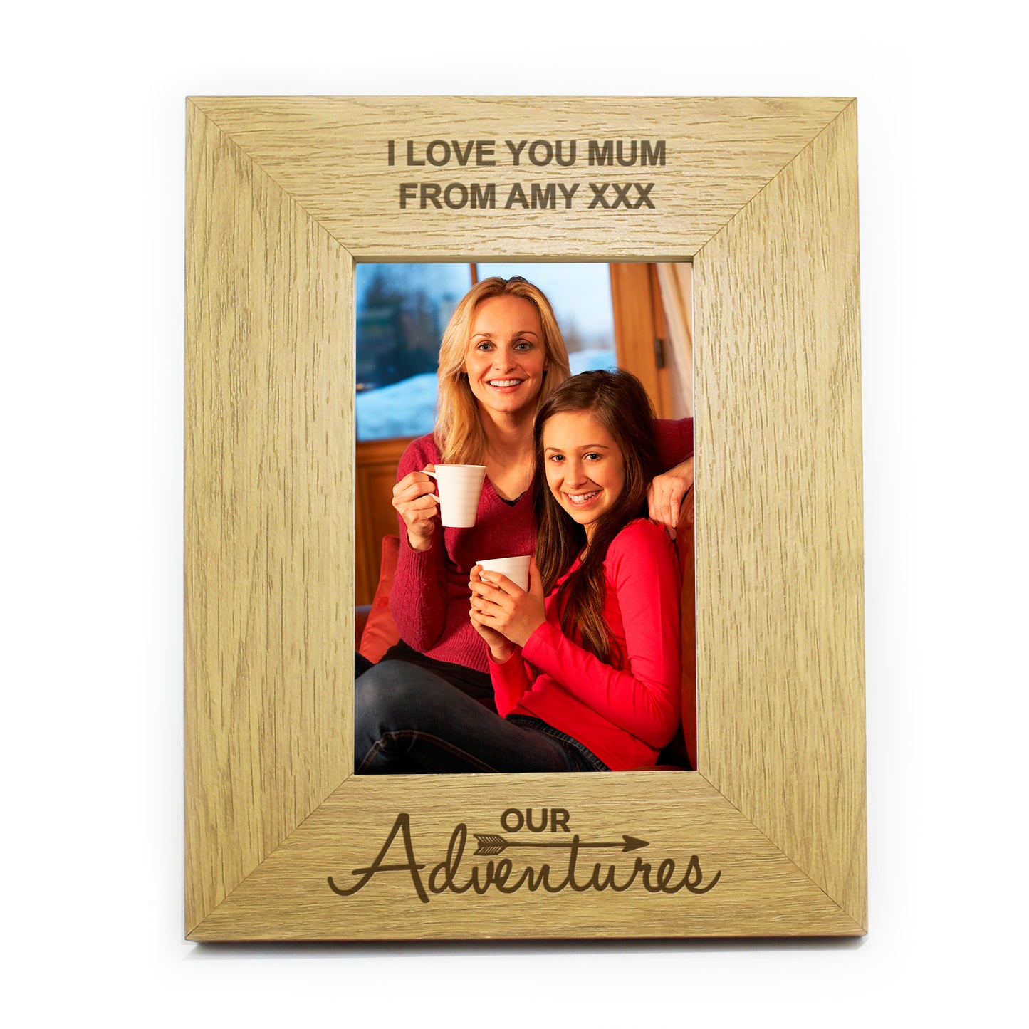 Personalised Our Adventures 6x4 Oak Finish Photo Frame - MK&JD Gifts