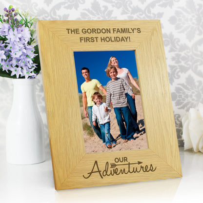 Personalised Our Adventures 6x4 Oak Finish Photo Frame - MK&JD Gifts